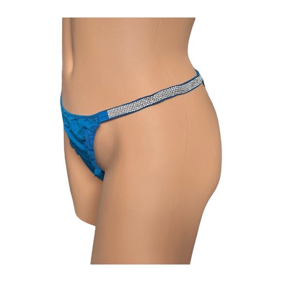 Victoria's Secret Very Sexy Bombshell Shine Cheeky Panty blue lace crystals XL - Picture 8 of 11